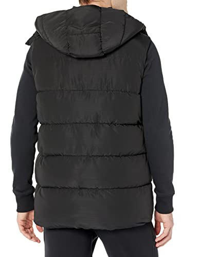 Amazon Essentials Men's Relaxed-Fit Water Repellent Recycled Polyester Hooded Puffer Vest (Previously Amazon Aware), Washed Black, Small