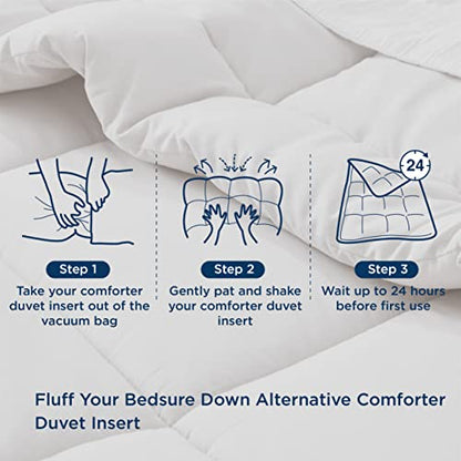 Bedsure Queen Comforter Duvet Insert - Quilted White Comforters Queen Size, All Season Down Alternative Queen Size Bedding Comforter with Corner Tabs