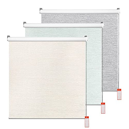 Homebox 100% Blackout Roller Window Shades,Faux Wooden Window Blinds,Roll Up and Pull Down Shades for Indoor Window,Window Shade for Home,Beige,22" W x 72" H