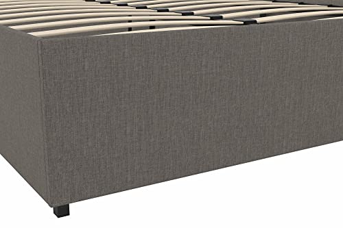 DHP Maven Upholstered Platform Bed for Raised Mattress Support with Underbed Storage Drawers, No Box Spring Needed, Queen, Gray Linen