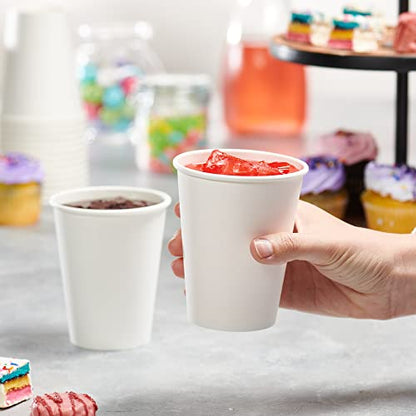 [100 Pack] 12 oz. White Paper Hot Coffee Cups