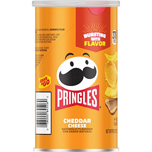 Pringles Potato Crisps Chips, Lunch Snacks, Office and Kids Snacks, Grab N' Go, Cheddar Cheese (12 Cans)