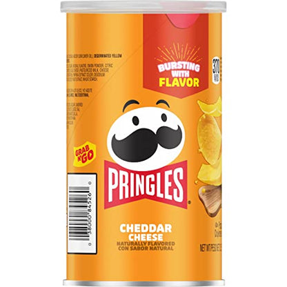 Pringles Potato Crisps Chips, Lunch Snacks, Office and Kids Snacks, Grab N' Go, Cheddar Cheese (12 Cans)