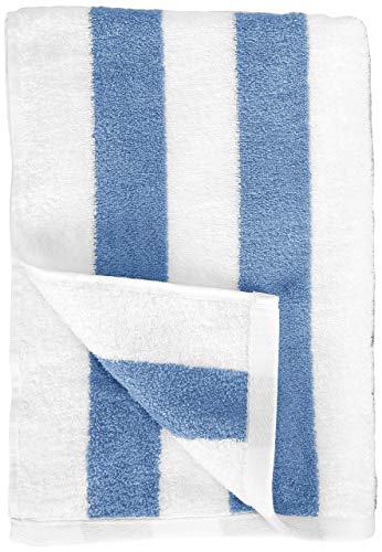 Amazon Basics Cabana Stripe Beach Towel, 2-Pack, Sky Blue, 60" x 30"