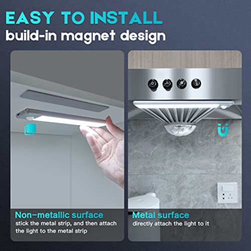 Zikopomi Under Cabinet Lights Motion Sensor, Magnetic Closet Light, Rechargable Wireless Under Cabinet Lighting for Counter, Kitchen, Wardrobe, Cupboard
