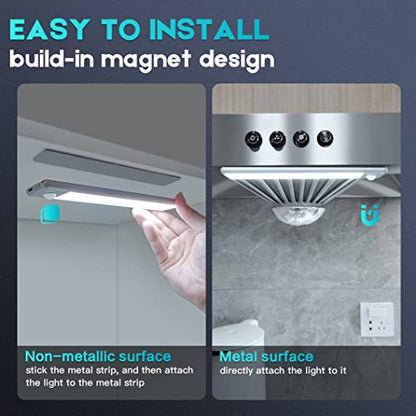 Zikopomi Under Cabinet Lights Motion Sensor, Magnetic Closet Light, Rechargable Wireless Under Cabinet Lighting for Counter, Kitchen, Wardrobe, Cupboard