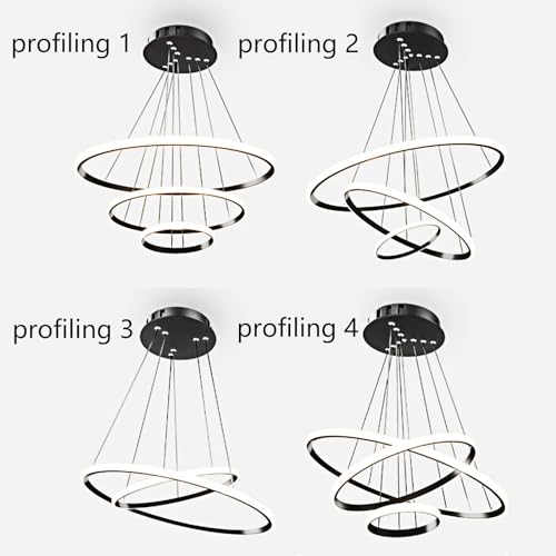 My Precious Modern LED Chandelier, 3 Rings Chandelier with Remote Control, Dimmable Chandelier, High Ceiling Hanging Restaurant LED Chandelier for Bedroom