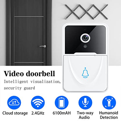 Smart Video Doorbell Camera Doorbell Wireless with Chime Night Vision Cloud Storage for Home Apartment Office Room