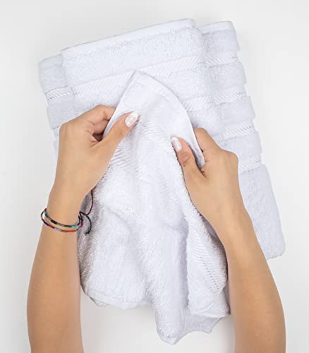 American Soft Linen Hand Towels, Set of 4, 100% Turkish Cotton Hand Towels for Bathroom, Kitchen, White