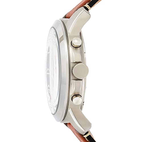 Fossil Men's Grant Quartz Stainless Steel and Leather Chronograph Watch, Color: Silver, Luggage (Model: FS5210)