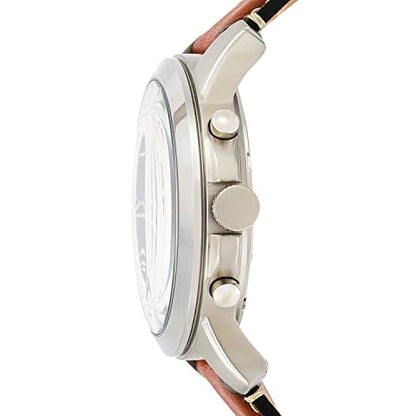 Fossil Men's Grant Quartz Stainless Steel and Leather Chronograph Watch, Color: Silver, Luggage (Model: FS5210)