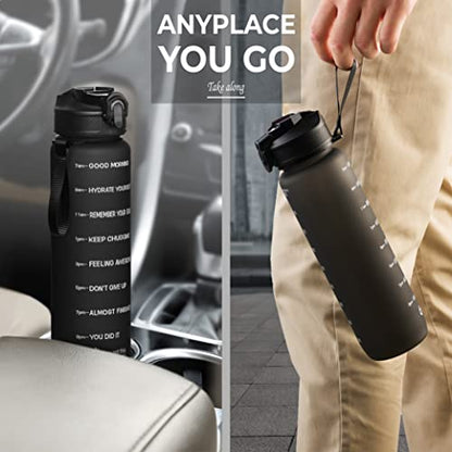 YOU GOT THIS LIVING Motivational Sports Water Bottle with Spout & Carry Handle, 32 oz/1L Water Bottle, One Hand Click Open, Achieve All-Day Hydration SpillProof,BPA FREE
