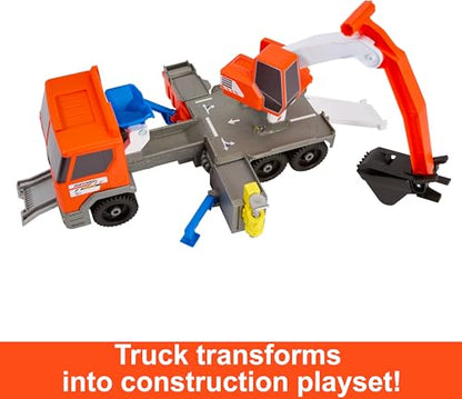 Matchbox Action Drivers Matchbox Transforming Excavator, Large-Scale Toy Truck & Playset with 1:64 Scale Vehicle & 4 Construction-Themed Accessories