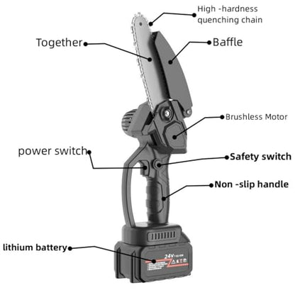 YangDiana Mini Chainsaw - Efficient,Lightweight,and Cordless,Mini Chainsaw 6 Inch,Reliable Chain Saw With 2 x 6000mAh Rechargeable Battery,Portable One-Handed Electric Chainsaw for Tree Trimming Wood