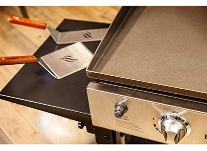 Blackstone Cooking Station with Two Burners Stainless Steel Propane Gas Wheel & Side Shelf-Heavy Duty Outdoor Griddle for Backyard, Camping, Patio, Tailgating, 28", Black