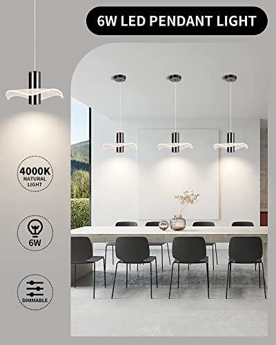 OKELI Modern Pendant Light Kitchen Island, Black Pendant Light Dimmable LED Mini Pendant Light, 6W Pendant Lighting Bar Lights Flower for Bedroom Dining Room