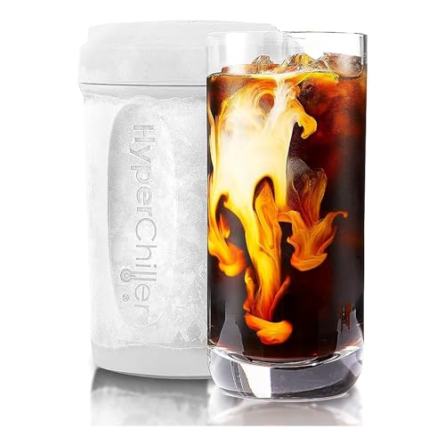HyperChiller HC2W Patented Iced Coffee/Beverage Cooler, NEW, IMPROVED,STRONGER AND MORE DURABLE! Ready in One Minute, Reusable for Iced Tea, Wine, Spirits, Alcohol, Juice, 12.5 Oz, White