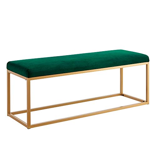 Ball & Cast Upholstered Bench, 48" W, Emerald Velvet