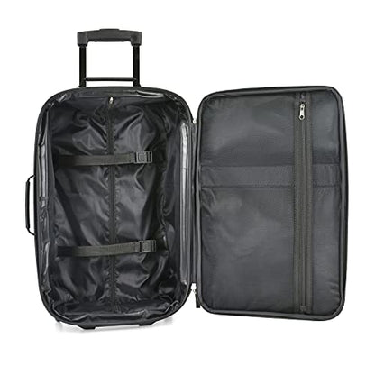 U.S. Traveler Rio Rugged Fabric Expandable Carry-on Luggage, 2 Wheel Rolling Suitcase, Blue, Set