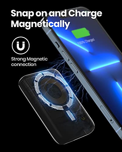 SAFUEL Magnetic Portable Charger, 10000mAh Wireless Magnetic Power Bank, 20W PD QC3.0 Fast Charging Battery Bank, USB C in&Out Battery Pack for iPhone 14 13 12 Pro Max Mini Plus and Magnetic Case