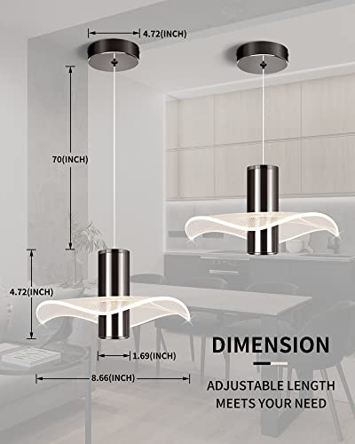 OKELI Modern Pendant Light Kitchen Island, Black Pendant Light Dimmable LED Mini Pendant Light, 6W Pendant Lighting Bar Lights Flower for Bedroom Dining Room