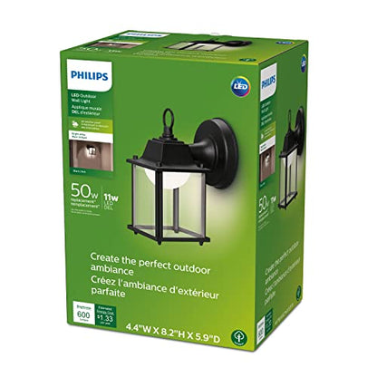 Philips LED Outdoor Square Wall Lantern, Bright White, 3000K, Durable Aluminum, Weather Resistant, 2-Pack, T20 Certified