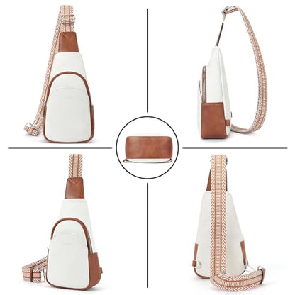 CLUCI Small Sling Bag for Women Crossbody, Faux Leather Fashion Waist Packs with Guitar Strap, Women's Fanny Packs