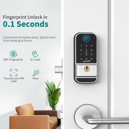 Keyless Biometric Fingerprint Digital Door Lock with Keypad and Fobs - For Homes, Hotels, Apartments