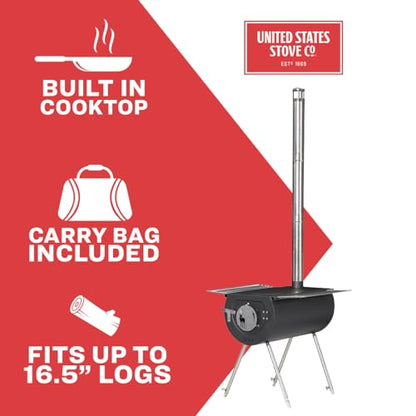 US Stove CCS18 Caribou Outfitter Portable Camp Stove - 18 Inch, Black, Medium