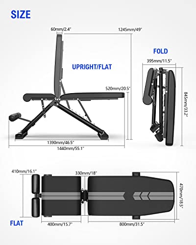 [1000LBS Strongest Capacity] Adjustable Weight Bench - 160+ Combination Workout Bench with 9-5-4 Adjustable and 6 Layers of Pearl Cotton, Bench Press for Home&Gym, Incline Bench for Full Body Workout