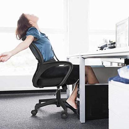 Yaheetech Office Chair Ergonomic Computer Chair Mid Back Adjustable Desk Chair with Lumbar Support Armrest, Swivel Mesh Task Gaming Chair for Home Office Work Study, Black