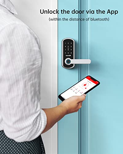 Smart Door Lock, Hornbill Keyless Entry Door Lock, Keypad Door Lock with Reversible Handle, Fingerprint Electronic Digital Front Door Lock, Free App, Keys, IC Cards and Passcodes for Home Office