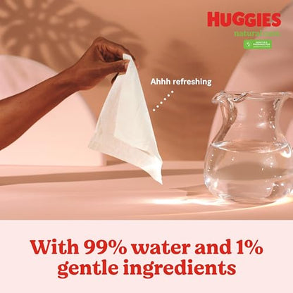 Huggies Natural Care Sensitive Baby Wipes, Unscented, Hypoallergenic, 99% Purified Water, 10 Flip-Top Packs (560 Wipes Total)