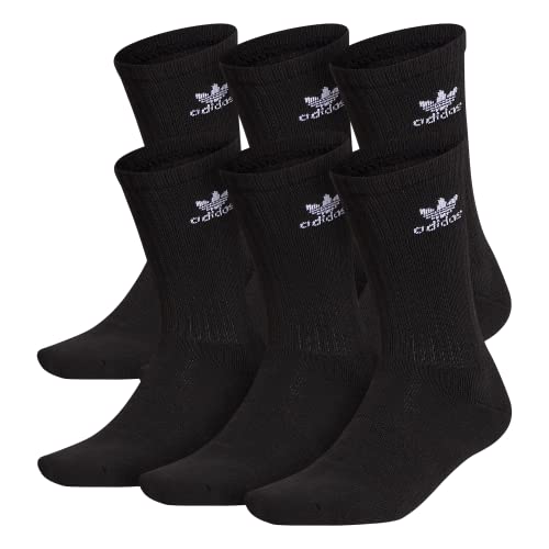 adidas Originals Trefoil Crew Socks (6-Pair), Black, Medium