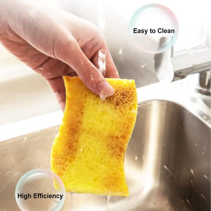 12-Count Kitchen Sponges- Compressed Cellulose Cleaning Sponges Non-Scratch Natural Sponge for Kitchen Bathroom Cars, Funny Cut-Outs DIY for Kids