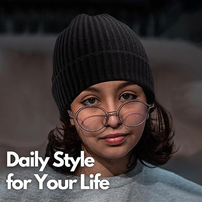 zowya Black Beanie for Women Men Watch Hat Winter Hat Cuffed Beanies Knit Skull Cap Warm Ski Hats