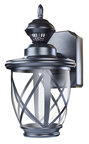 Globe Electric HZ-4630-BK 500 Lumen LED Decorative Security Motion Light with Dualbrite Technology, Black, 500 Lumns
