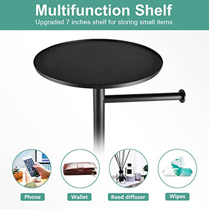 Toilet Paper Holder Stand, Bathroom Free Standing Toilet Roll Holder with Top Shelf for Phone/Wipes, Dispenser and Reserve for 4 Rolls, Black, Housen Solutions