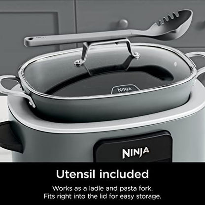 Ninja MC1001 Foodi PossibleCooker PRO 8.5 Quart Multi-Cooker, with 8-in-1 Slow Cooker, Dutch Oven, Steamer & More, Glass Lid Integrated Spoon, Nonstick, Oven Safe Pot to 500°F, Sea Salt Gray
