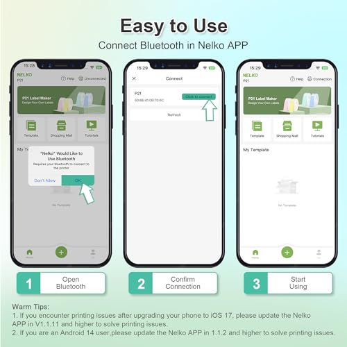 Nelko Label Maker Machine with Tape, P21 Portable Bluetooth Label Printer, Wireless Handheld Sticker Maker Mini Label Makers with Multiple Templates for Organizing Storage Barcode Office Home, White