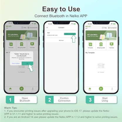 Nelko Label Maker Machine with Tape, P21 Portable Bluetooth Label Printer, Wireless Handheld Sticker Maker Mini Label Makers with Multiple Templates for Organizing Storage Barcode Office Home, White