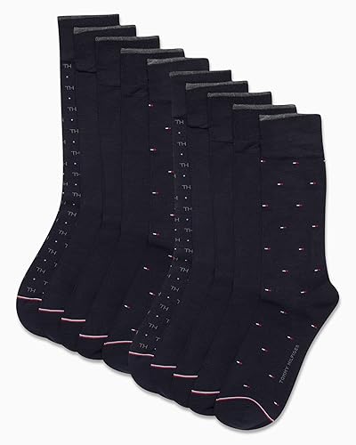 Tommy Hilfiger Men's Dress Socks - Classic Comfort Crew Sock (10 Pack), Size 7-12, Classic Navy