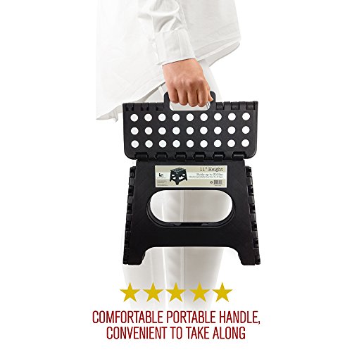 Spranster Super Strong Folding Step Stool - 11" - Sturdy Enough to Hold 300 Lb - Lightweight Foldable Step Stool for Adults and Kids - Opens with one Flip - Great for Kitchen, Bathroom and Bedroom