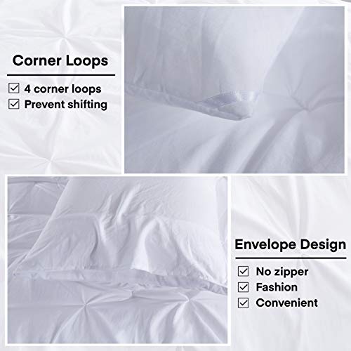 Andency White King Comforter Set, 3 Pieces Pinch Pleat Comforter Set, All Season Soft Lightweight Microfiber Down Alternative Comforter Bedding Set(104x90Inch)
