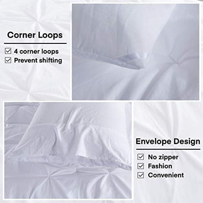 Andency White King Comforter Set, 3 Pieces Pinch Pleat Comforter Set, All Season Soft Lightweight Microfiber Down Alternative Comforter Bedding Set(104x90Inch)
