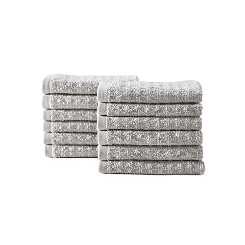 Tommy Bahama- Washcloth Set, Highly Absorbent Cotton Bathroom Decor, Low Linting & Fade Resistant (Northern Pacific Grey, 12 Piece)
