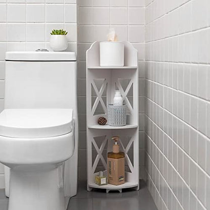 TuoxinEM Corner Shelves Stand Great for Small Space,Toilet Paper Stand for Bathroom Organizer,Waterproof Stand Fit for Toilet Paper Holder Storage, White