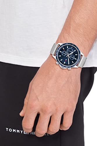 Tommy Hilfiger Men's Stainless Steel Case and Mesh Bracelet Watch, Color: Silver (Model: 1792018)