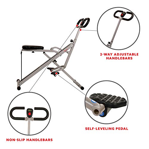 Sunny Health & Fitness Squat Assist Row-N-Ride™ Trainer for Glutes Workout with Online Training Video