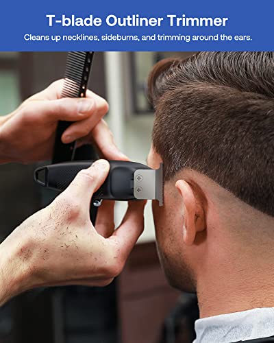 GLAKER Professional Hair Clippers and T-Blade Trimmer, Cordless Mens Hair Clippers for Women Kids, Barber Clippers Rechargeable Fading Clippers with 15PCS Guards